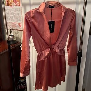 Pretty little thing polyester rose gold dress
